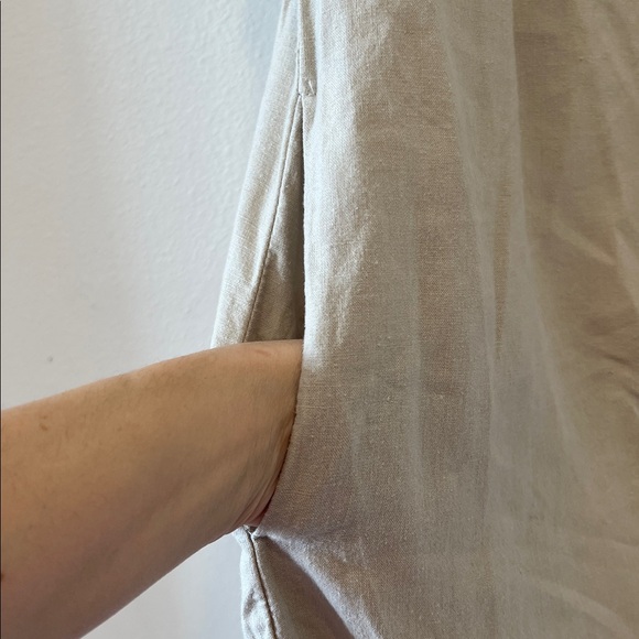 Ecothreads Linen Blend Boho Button-Up Shirt Dress in Taupe Size L - Picture 6 of 6